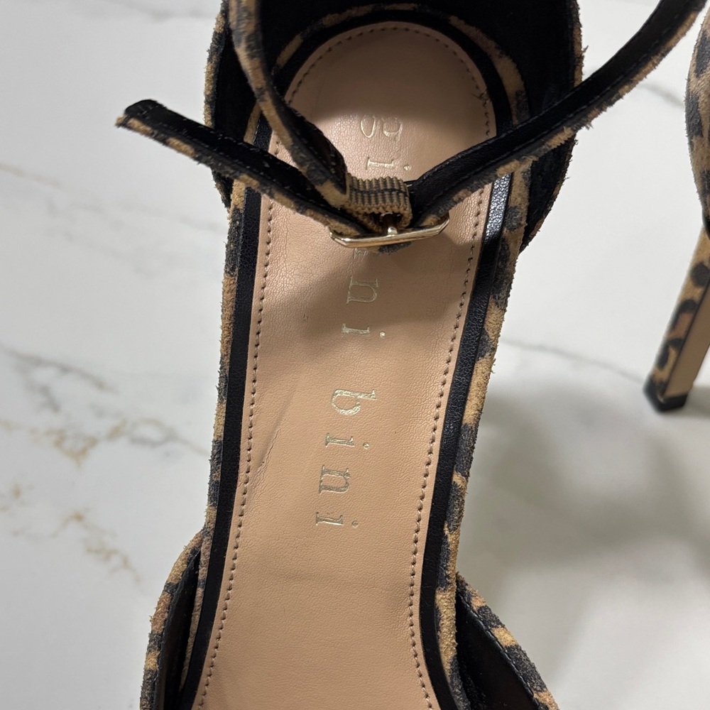 Gianni Bini Leopard Suede Ankle Strap Pumps Heels 9.5 - Picture 4 of 13